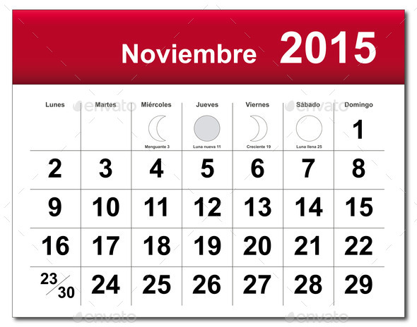 Spanish version of November 2015 calendar (Misc) Photo Download ~ Stock